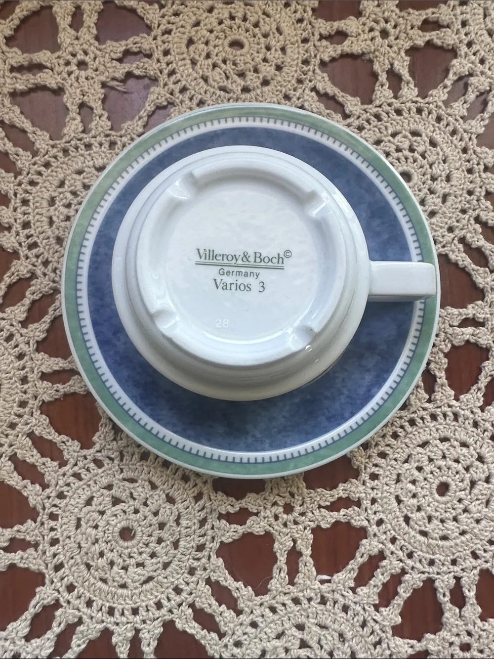 Villeroy & Boch Varios 3 Porcelain Cup & Saucer Set Blue Green White Germany